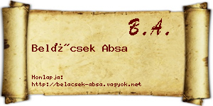 Belácsek Absa névjegykártya